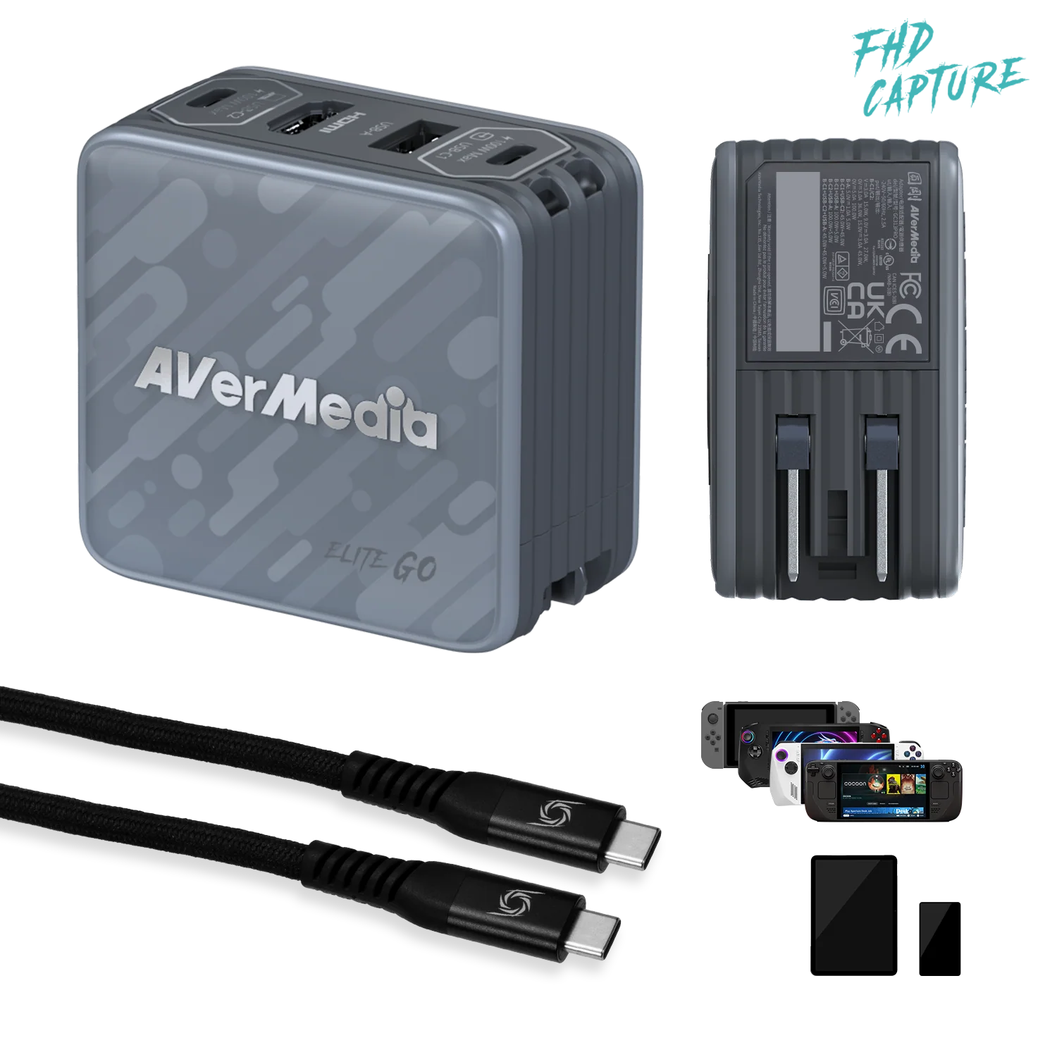 Карта видеозахвата Зарядный блок+передача данных  AverMedia Elite GO,black GC313Pro (61GC313PR0A4)