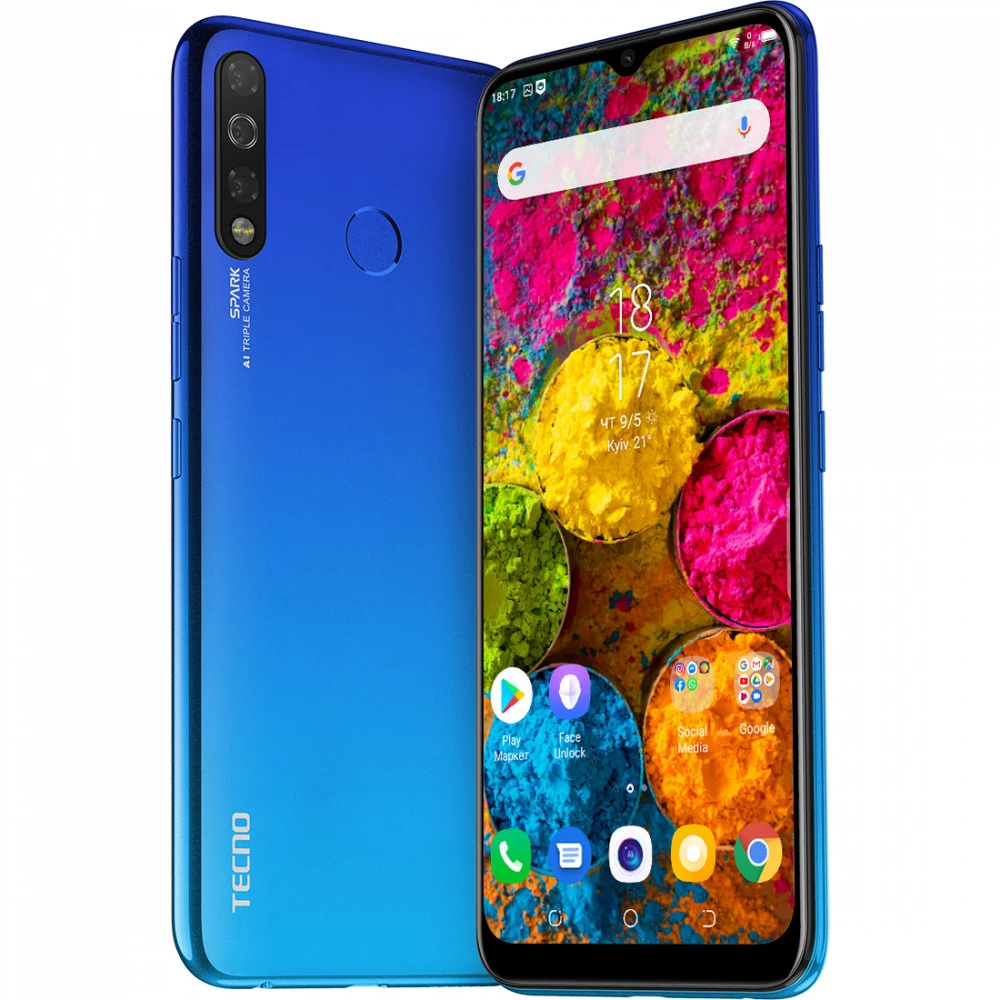 Смартфон Tecno Spark 4, 3/32GB, Vacation Blue (KC2/VACATION_BLUE 32GB)