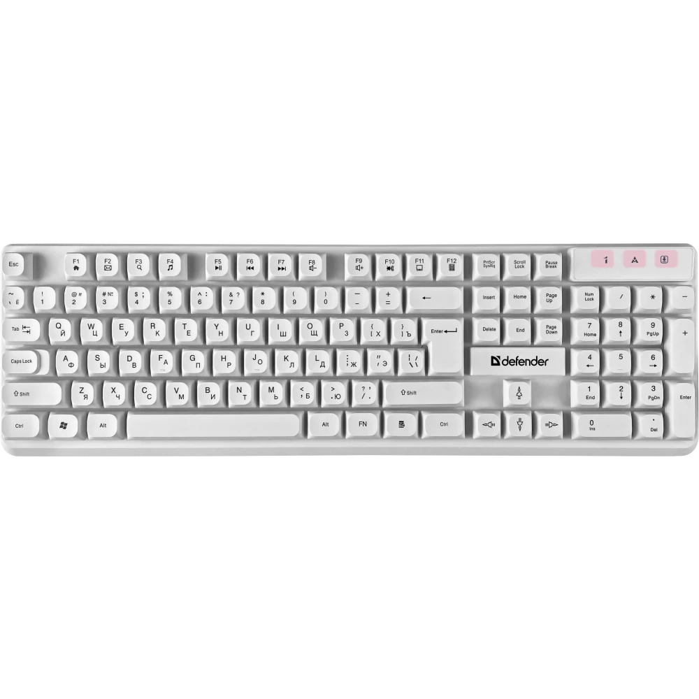 Клавиатура Defender Milan C-992, White, + мышь, (45994)