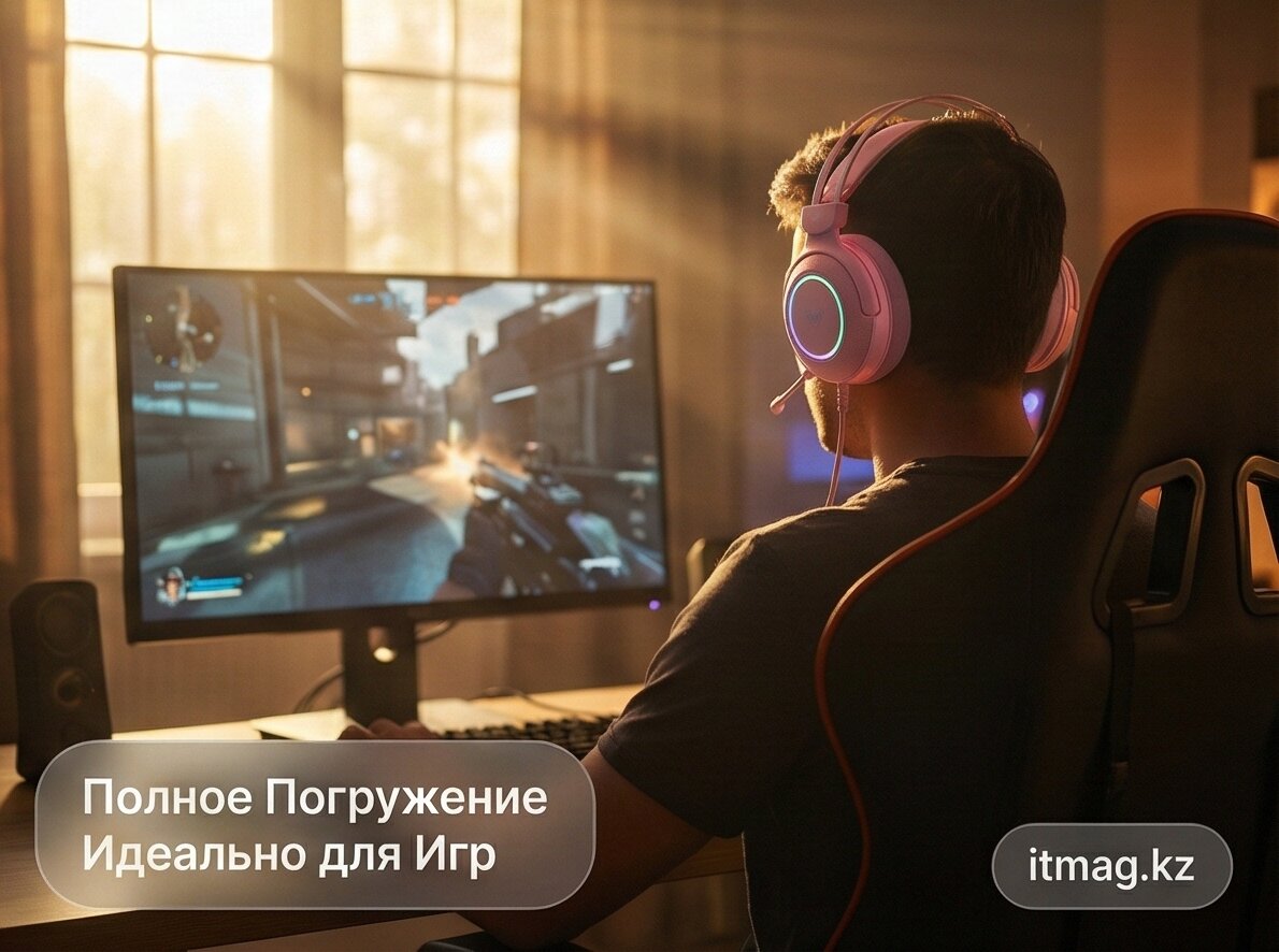 Наушники с микрофоном AULA G7 Pink, 1000mAh, RGB (G7 Pink)