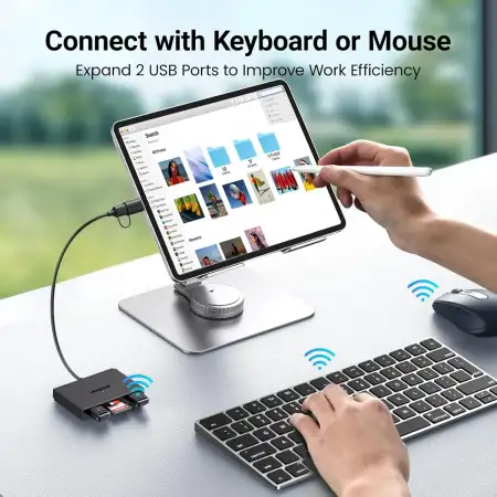  USB Хаб UGREEN USB 3.0/Type C 2 port HUB + CardReader, 0.15m CM812 (45167)
