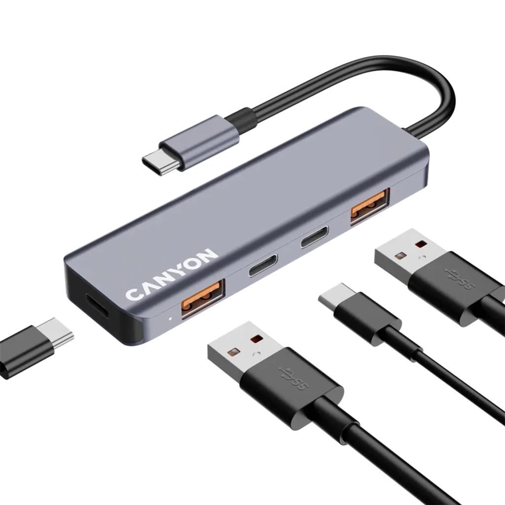 USB-хаб Canyon DS-18 5in1 USB-C Grey (CNS-TDS18)