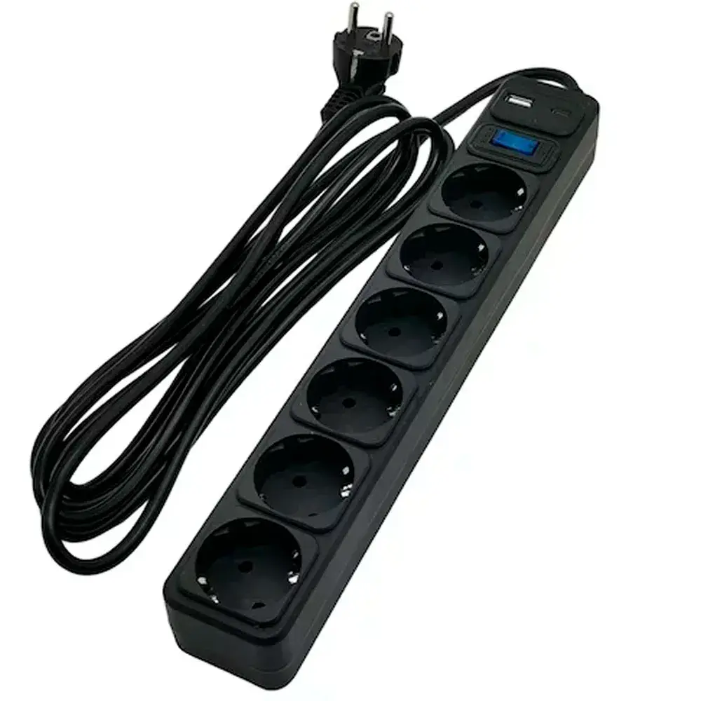 Сетевой фильтр SVC ZC6S-30M-USB/TypeC 3 м. (ZC6S-30M-USB/TypeC)