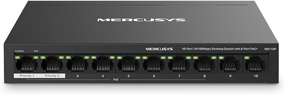 Коммутатор PoE+ 10-портовый  Mercusys MS110P  (MS110P(UN))