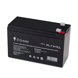 Аккумулятор для ИБП IPower IPL7.5-12, 7.5Ah/12V (IPL7.5-12/L)