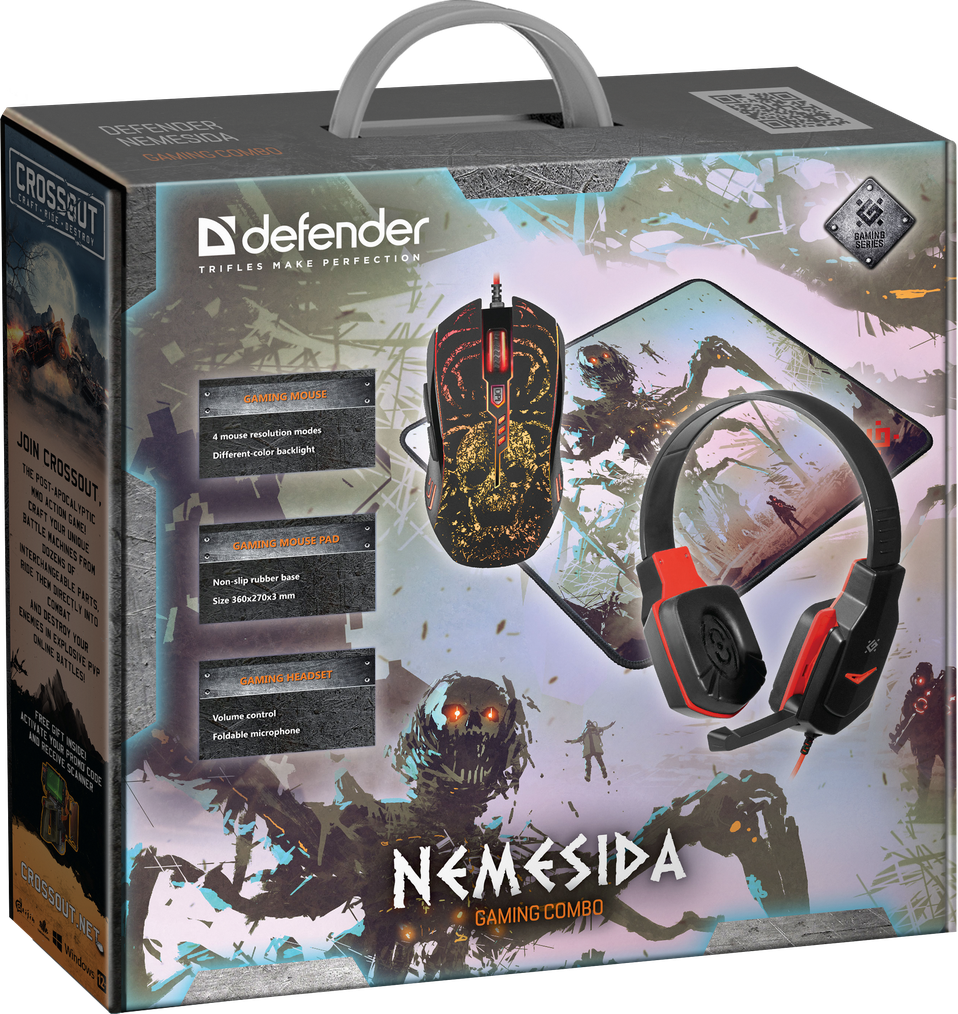 Игровой набор Defender Nemesida MHP-128 (мышь+коврик+гарнитура) (52128)