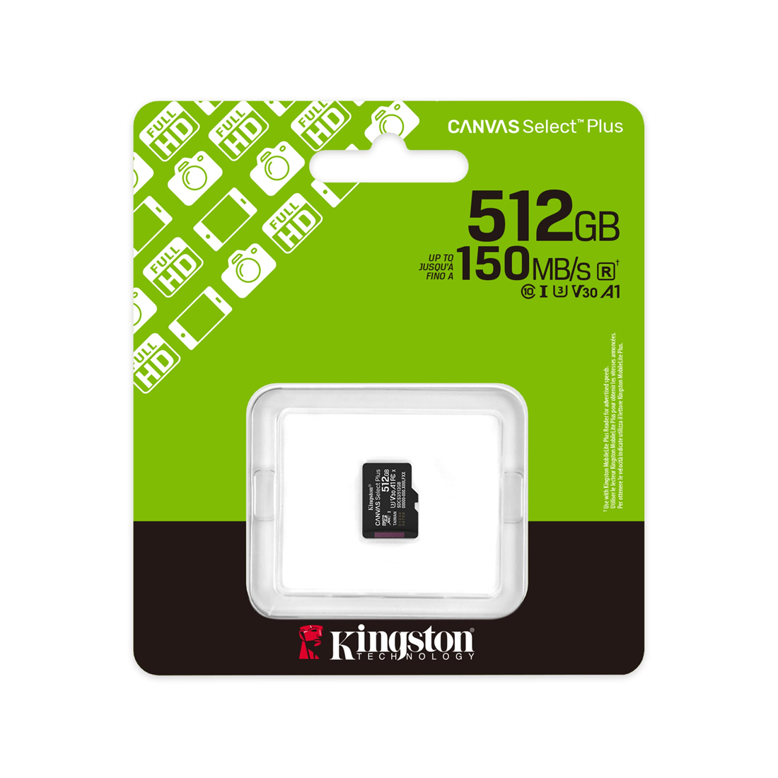Карта памяти MicroSD 512GB Class 10 UHS-I Kingston (SDCS3/512GBSP)