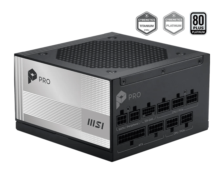 Блок питания MSI 1000W, PRO A1000PL PCIE5, ATX, 80+ PLATINUM Черный (PRO A1000PL PCIE5)