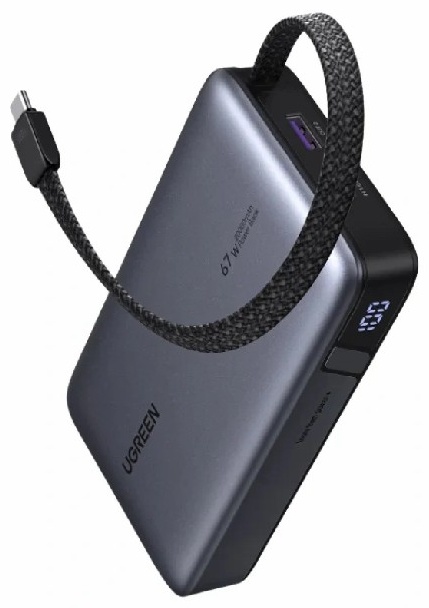 Портативный внешний аккумулятор Power bank Ugreen Nexode  PB550, 20000 mAh, 67W, USB Type-C, Gray (85166B)