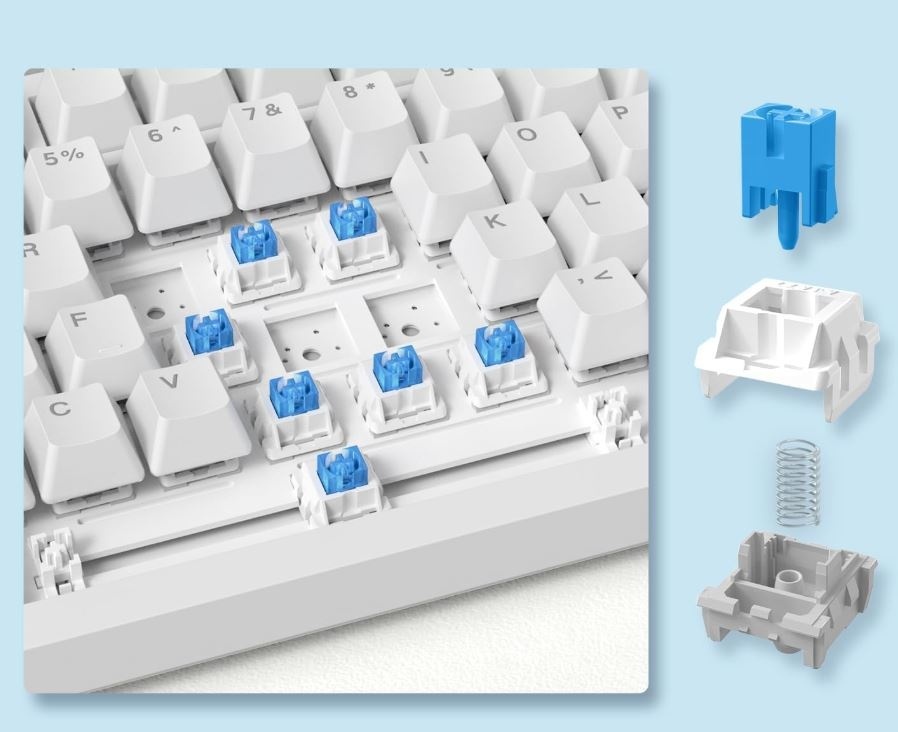 Клавиатура Ajazz AK820 Blue Switch White (AK820/Blue/White)