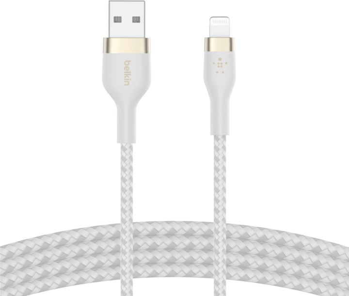 Кабель Belkin USB-A to LTG Braided Silicone 3м White (CAA010BT3MWH)