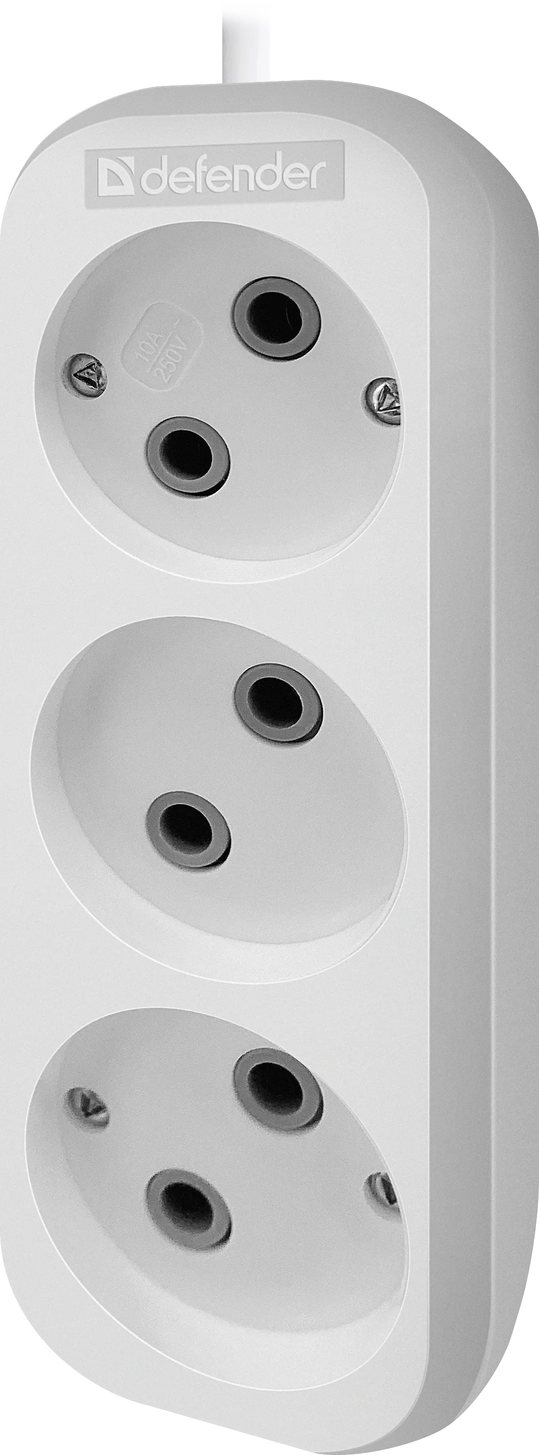 Удлинитель без заземления Defender B230 10 А, 2 м, 3 розетки, белый (99276) Удлинитель без заземления Defender B230 10 А, 2 м, 3 розетки, белый (99276)