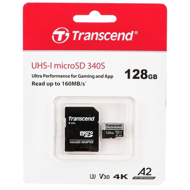 Карта памяти MicroSD 128GB Class 10 U3 Transcend TS128GUSD340S (TS128GUSD340S)