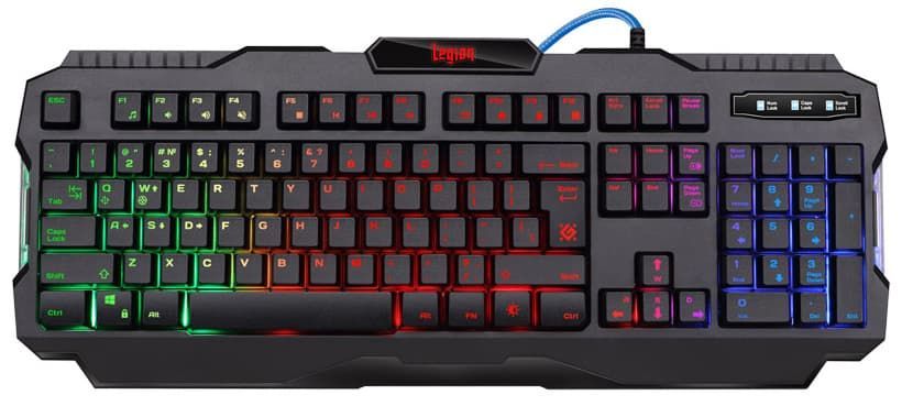 Клавиатура проводная игровая Defender Legion GK-010DL, ENG/RUS, USB, RGB подсветка (45010)
