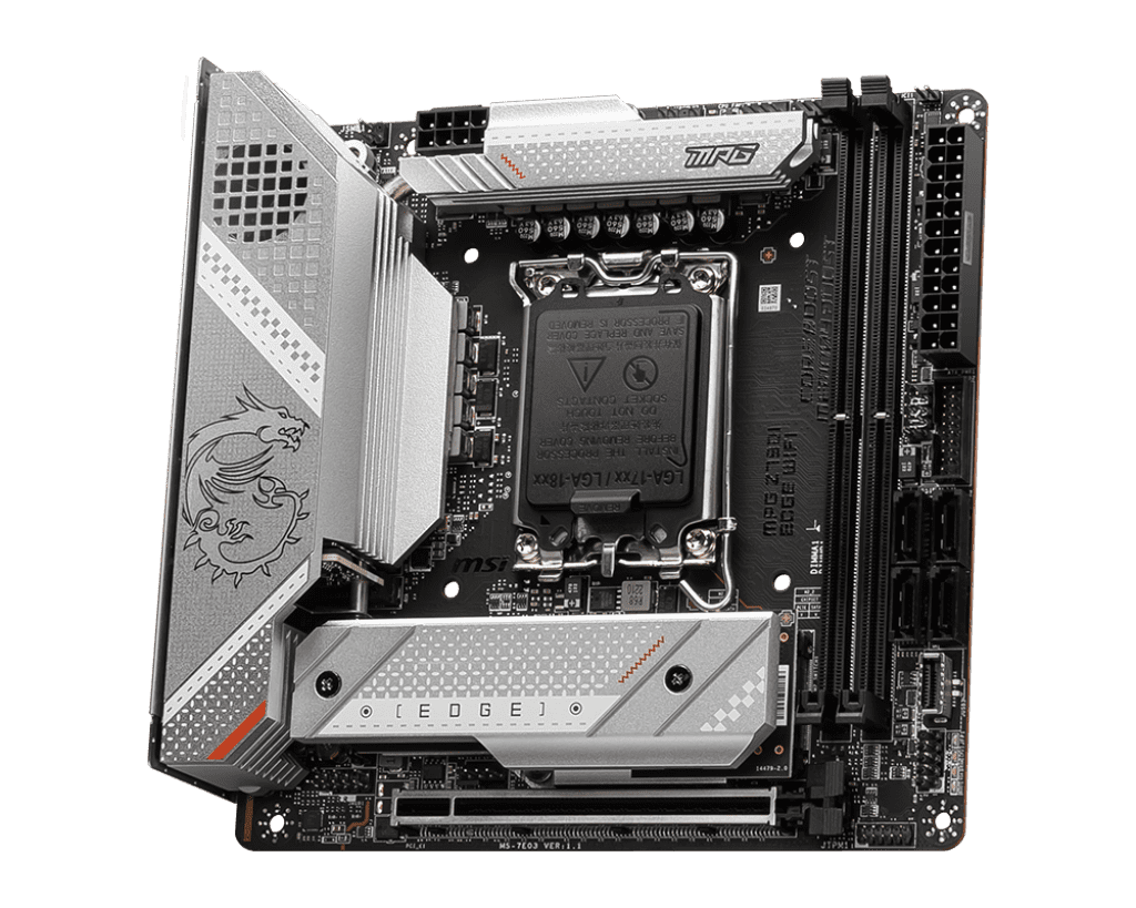 Материнская плата MSI MPG Z790I EDGE WIFI, LGA1700, 2xDDR5, mITX (MPG Z790I EDGE WIFI) Материнская плата MSI MPG Z790I EDGE WIFI, LGA1700, 2xDDR5, mITX (MPG Z790I EDGE WIFI)