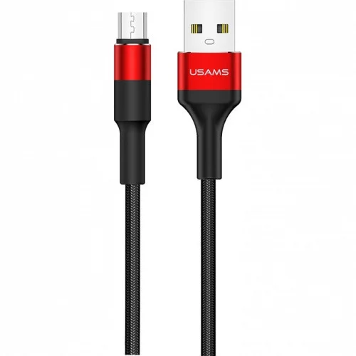 Кабель Micro USB Usams SJ-224, 1.2m, Black-Red (SJ224USB02)