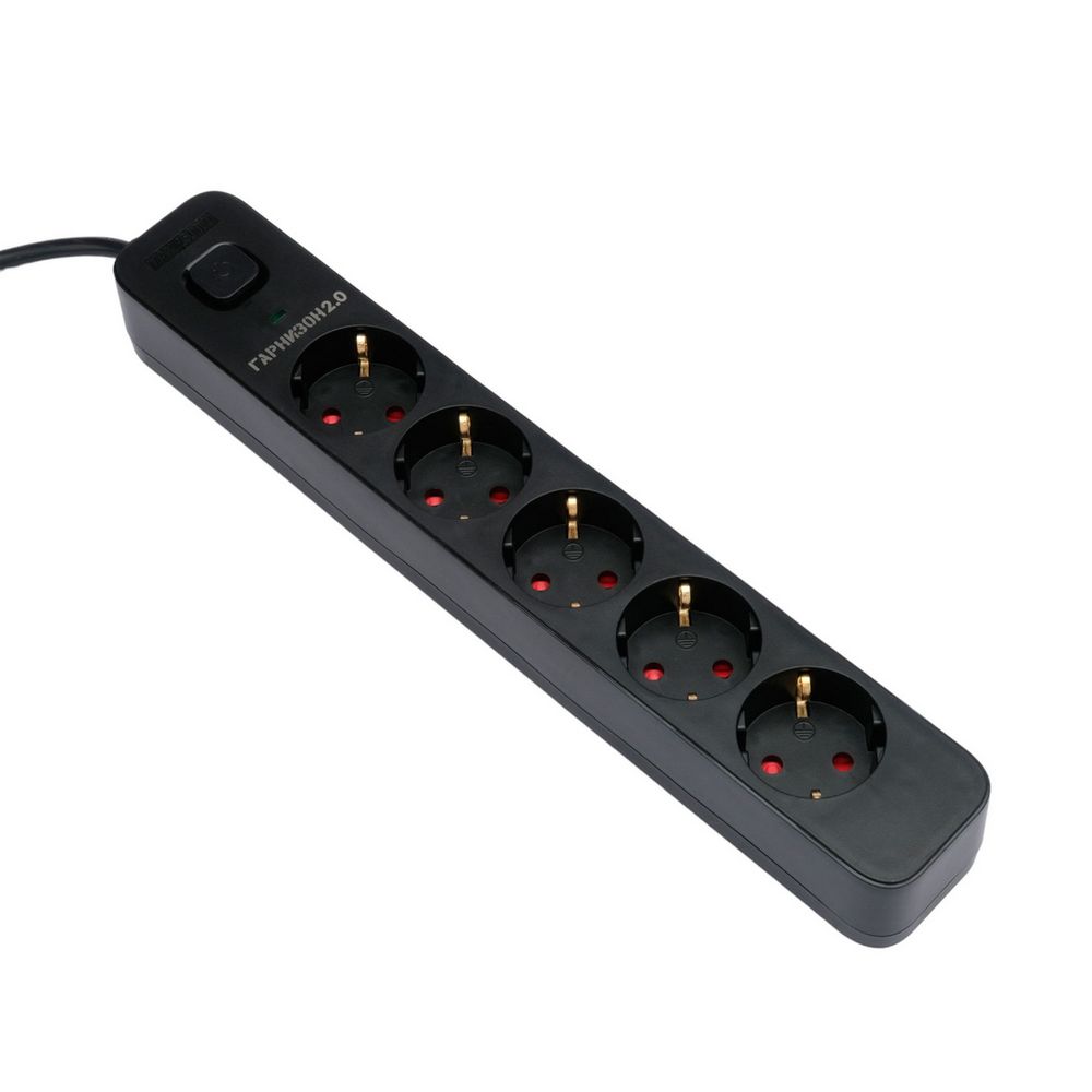 Сетевой фильтр Гарнизон, 2м, 5 розеток, Black (EPS-5-B-2)