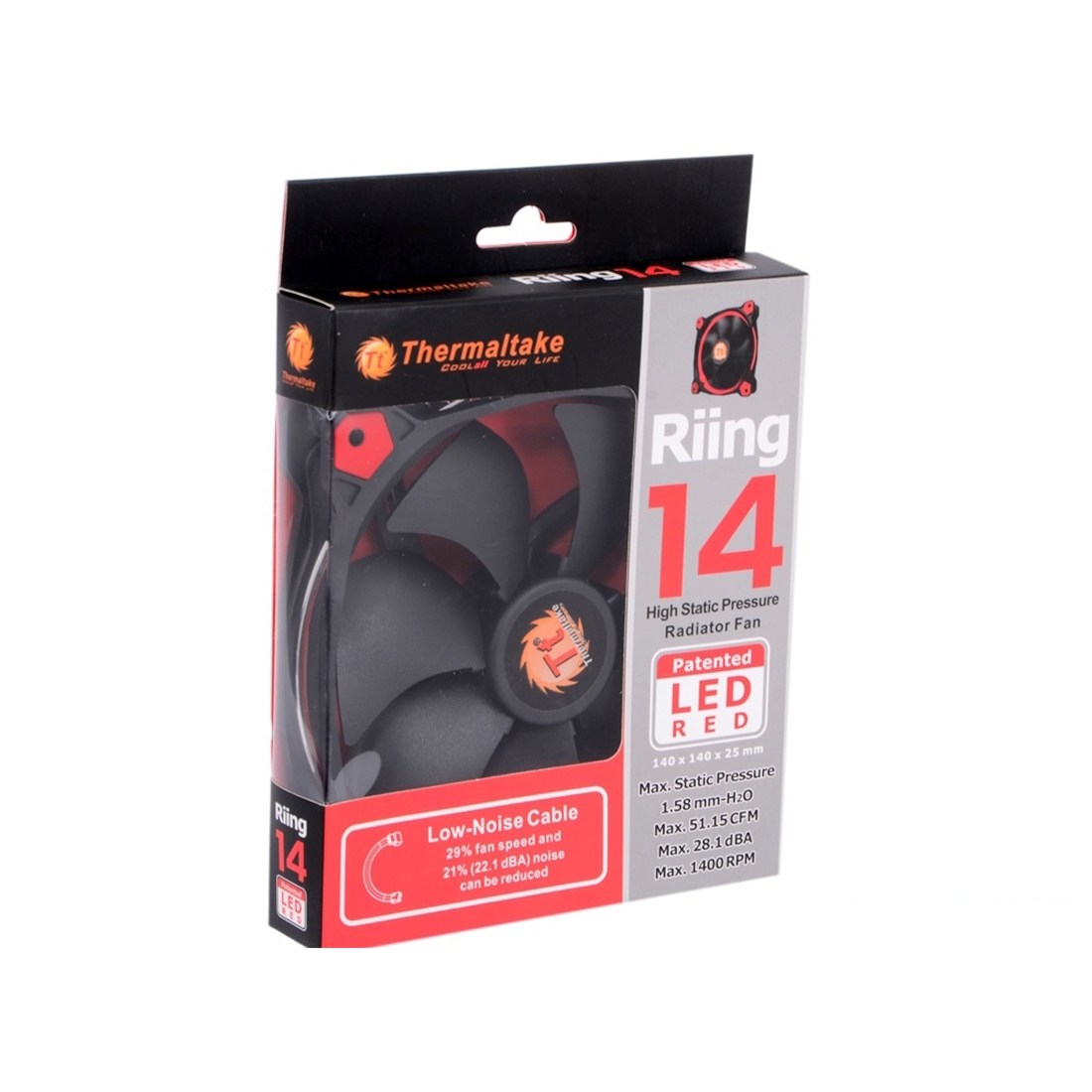 Кулер для компьютерного корпуса Thermaltake Riing 14 LED Red (CL-F039-PL14RE-A)