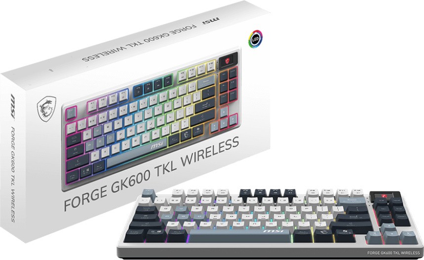 Игровая механическая клавиатура MSI FORGE GK600 TKL WIRELESS SKY, Белая (FORGE GK600 TKL W SKY RU)