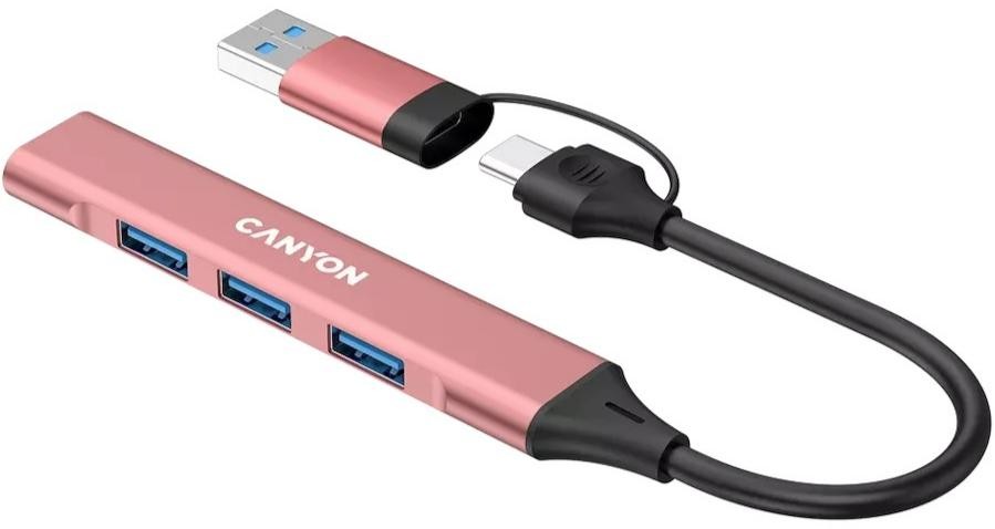 USB-хаб Canyon OnHub 02 4in1 USB-A/C Pink (CNS-TDS02P)