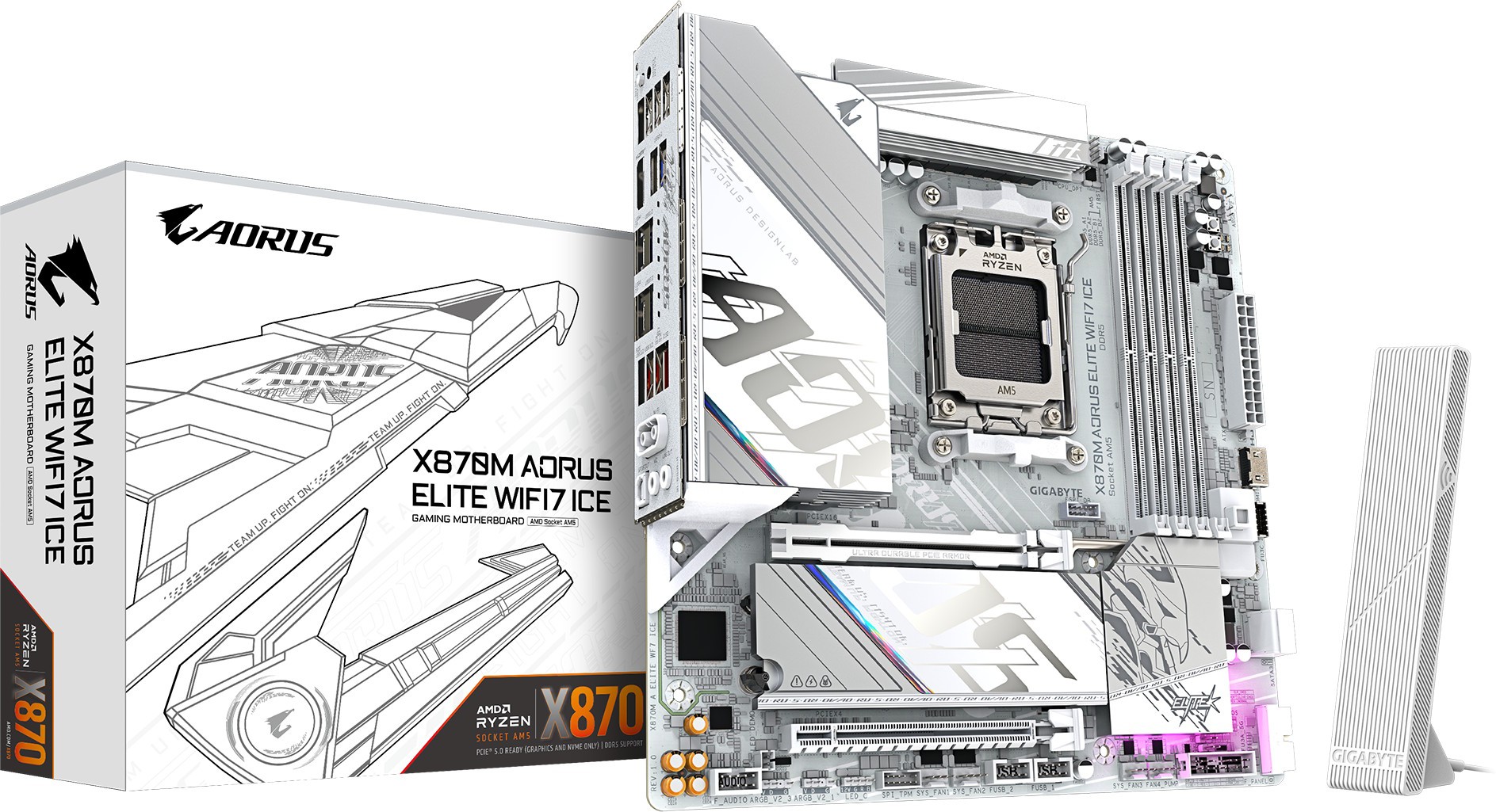 Материнская плата GIGABYTE X870M AORUS ELITE WIFI7 ICE (X870M A ELITE WF7 ICE)