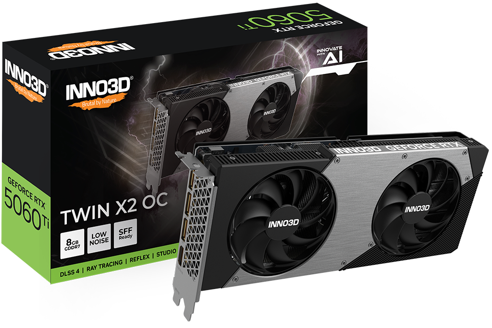 Видеокарта INNO3D GeForce RTX 5060 Ti 8GB TWIN X2 OC (N506T2-08D7X-193075N)