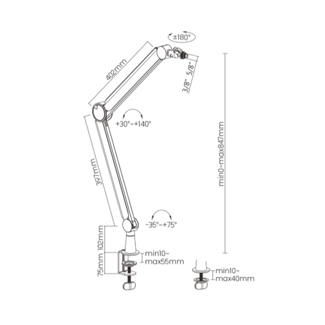 Микрофонная стойка Brateck MDS13-1, Black (MDS13-1)