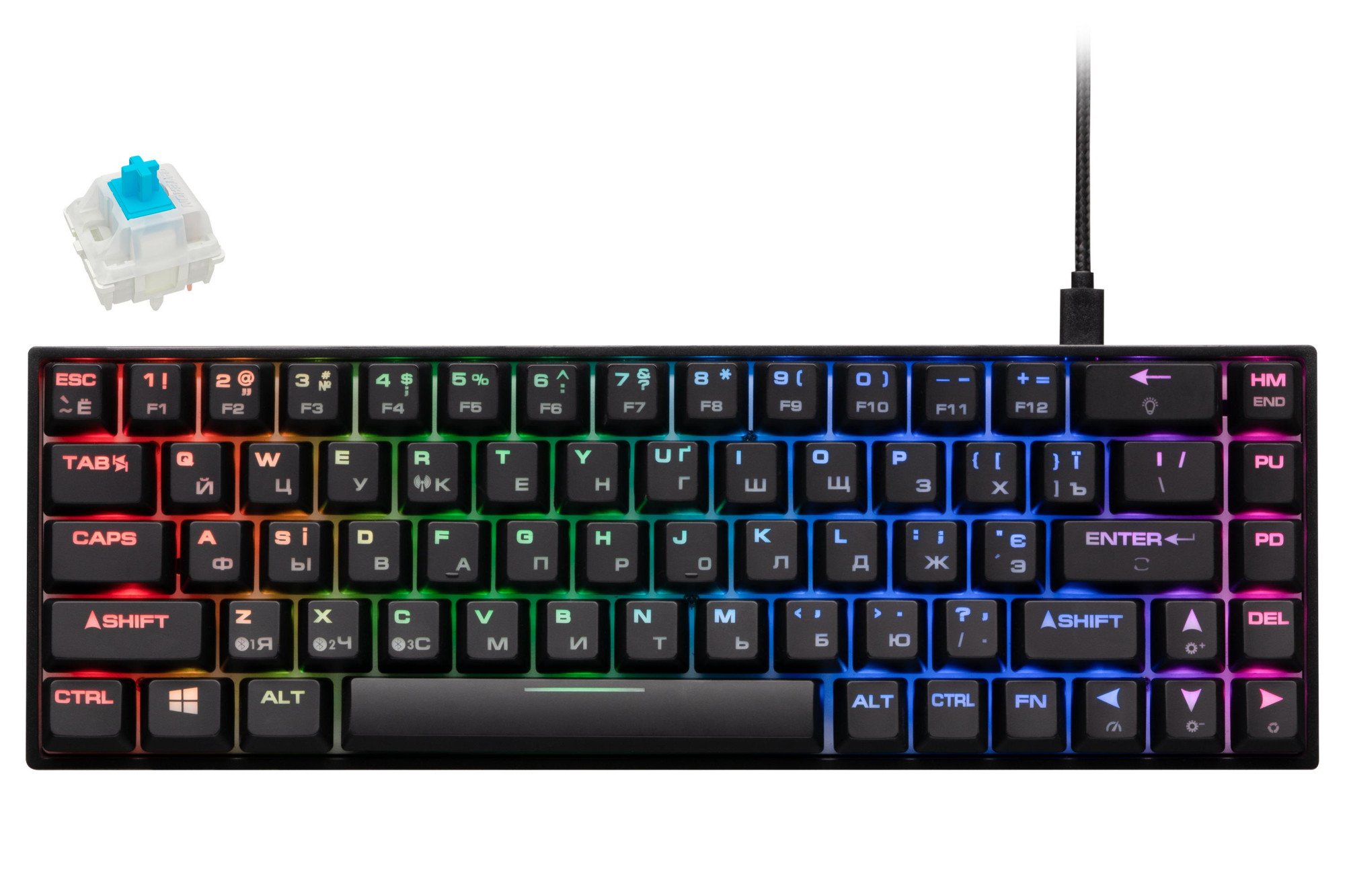 Клавиатура 2E Gaming KG380 RGB, Blue switch, Black (2E-KG380UBK-BL)