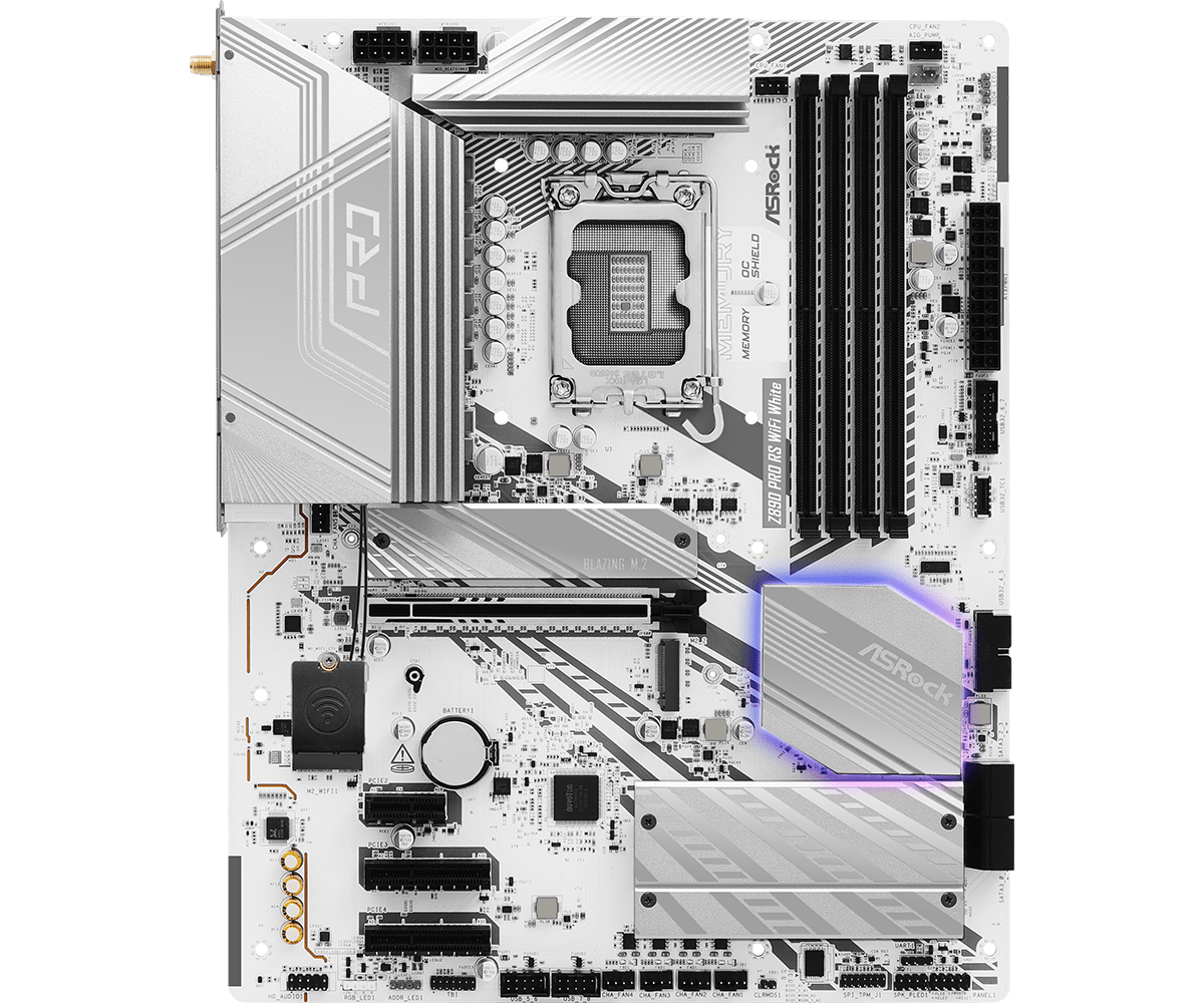 Материнская плата ASRock Z890 PRO RS WIFI WHITE  (Z890 PRO RS WIFI WHITE) - 68651 (90-MXBQC0-A0UAYZ)