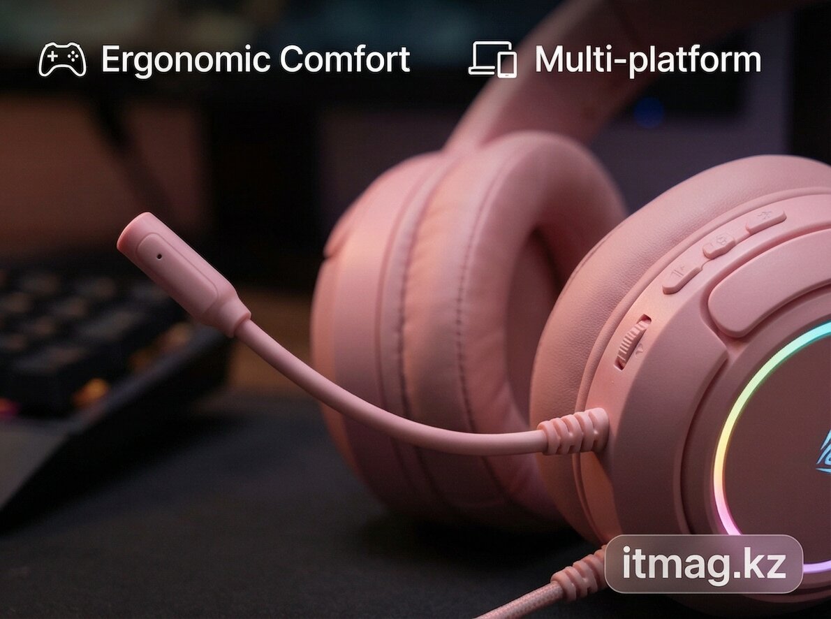 Наушники с микрофоном AULA G7 Pro Pink, sound effect (G7 Pro Pink)