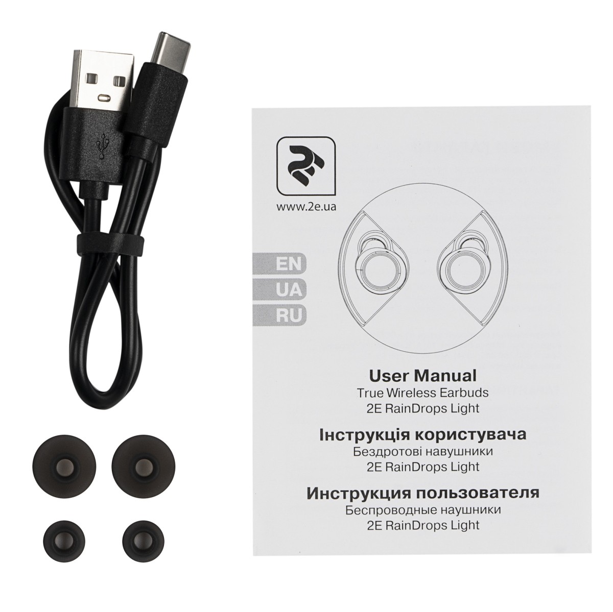 Bluetooth гарнитура 2E RainDrops Light Truet Wireless Waterproof Mic, Black (2E-EBTWRDLBK)