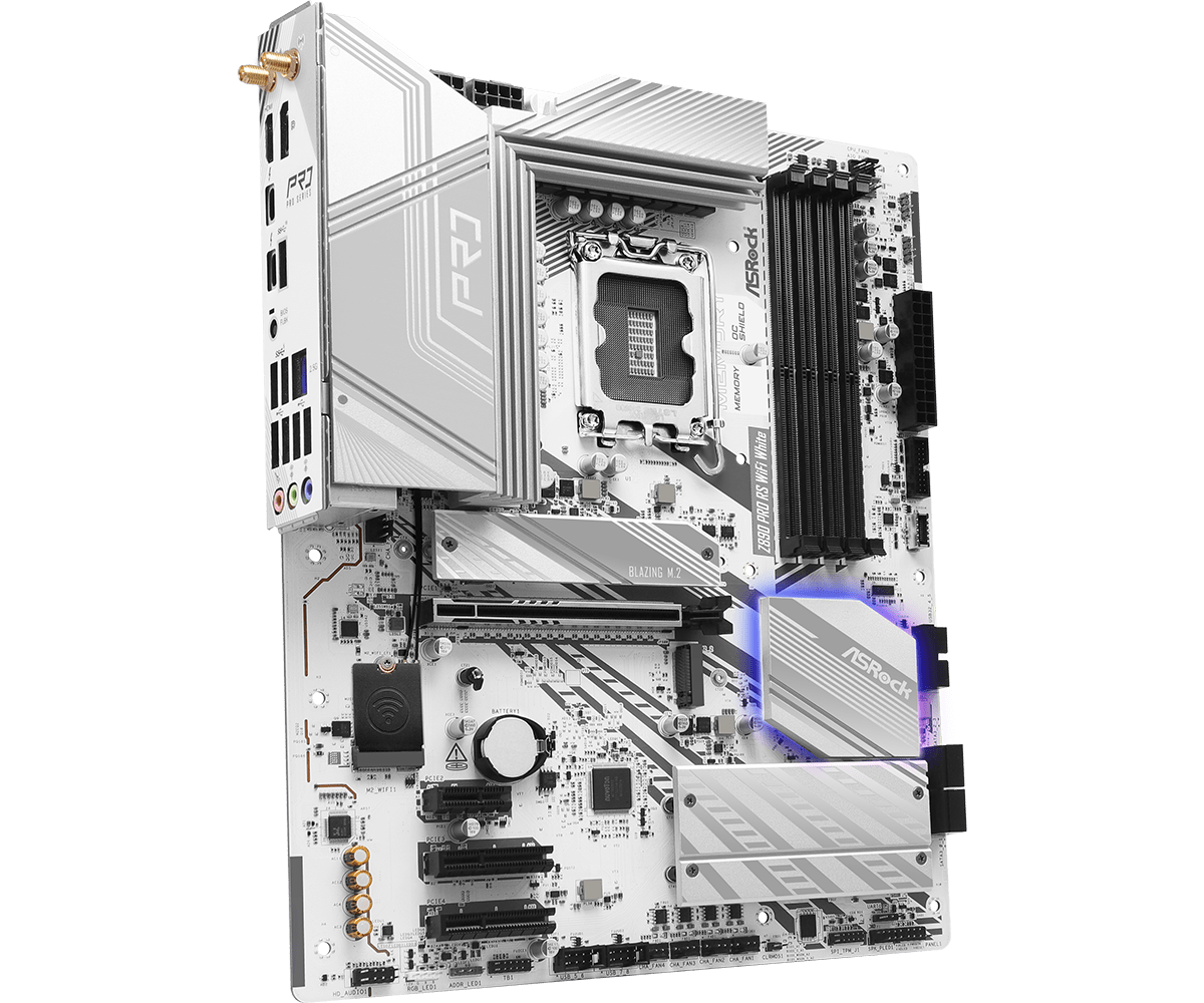 Материнская плата ASRock Z890 PRO RS WIFI WHITE  (Z890 PRO RS WIFI WHITE) - 68651 (90-MXBQC0-A0UAYZ)