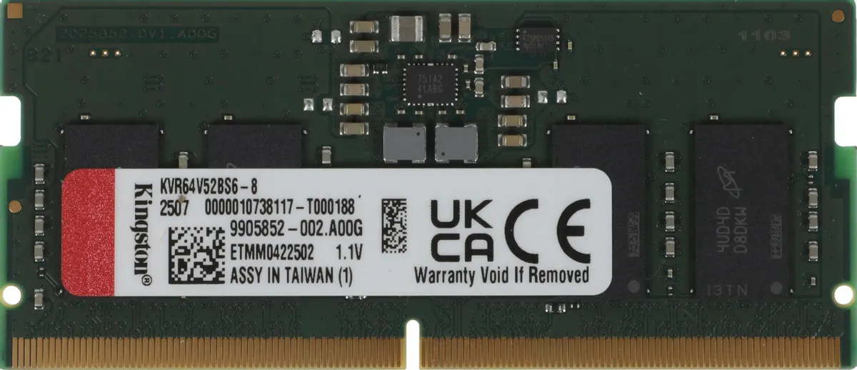Оперативная память для ноутбука SO-DIMM Kingston Valueram DDR5 8GB 6400MT/s (KVR64V52BS6-8)