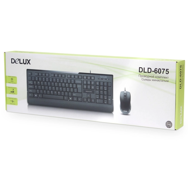 Клавиатура Delux DLD-6075, Black, + мышь (DLD-6075)