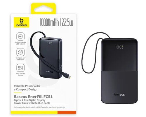 Портативный внешний аккумулятор Baseus EnerFill FC51 Bipow2 Pro, 10000mAh 22.5W - Black (E0027600)