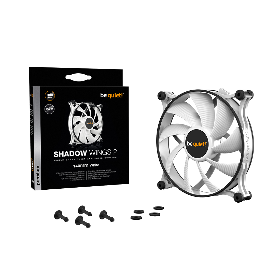 Вентилятор для компьютерного корпуса Bequiet! Shadow Wings 2 140mm White (BL090)