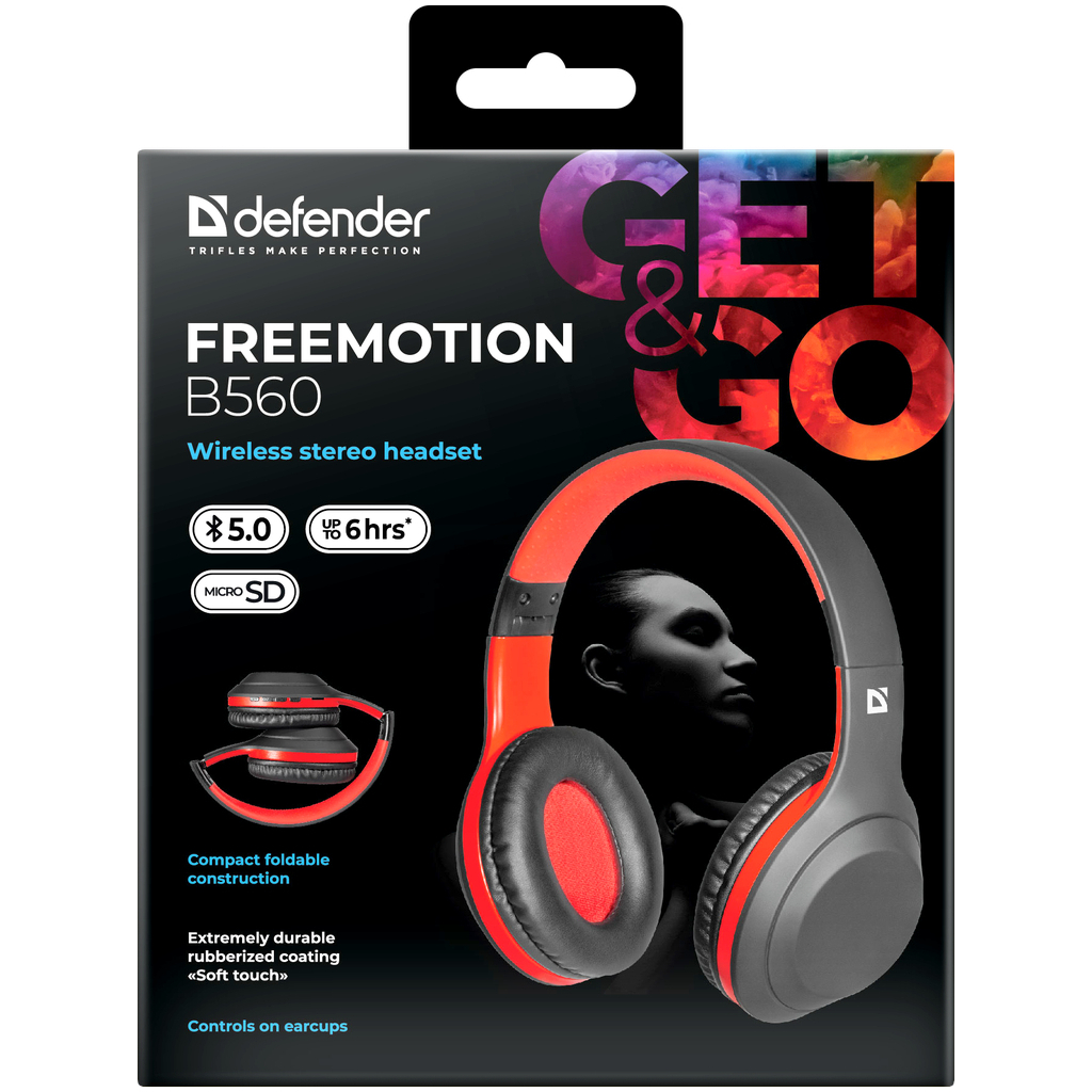 Bluetooth гарнитура Defender FreeMotion B560 Black-Red (63560)