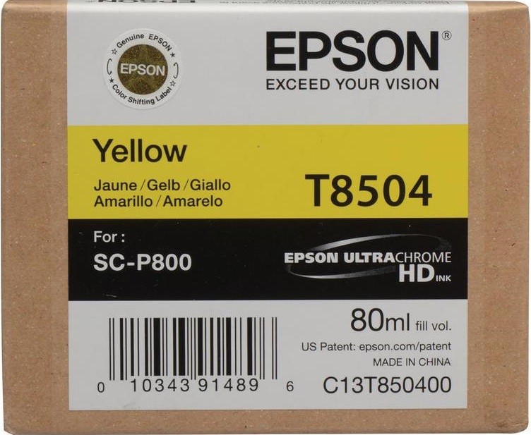 Картридж струйный Epson Yellow T850400 UltraChrome HD ink 80ml (C13T850400)