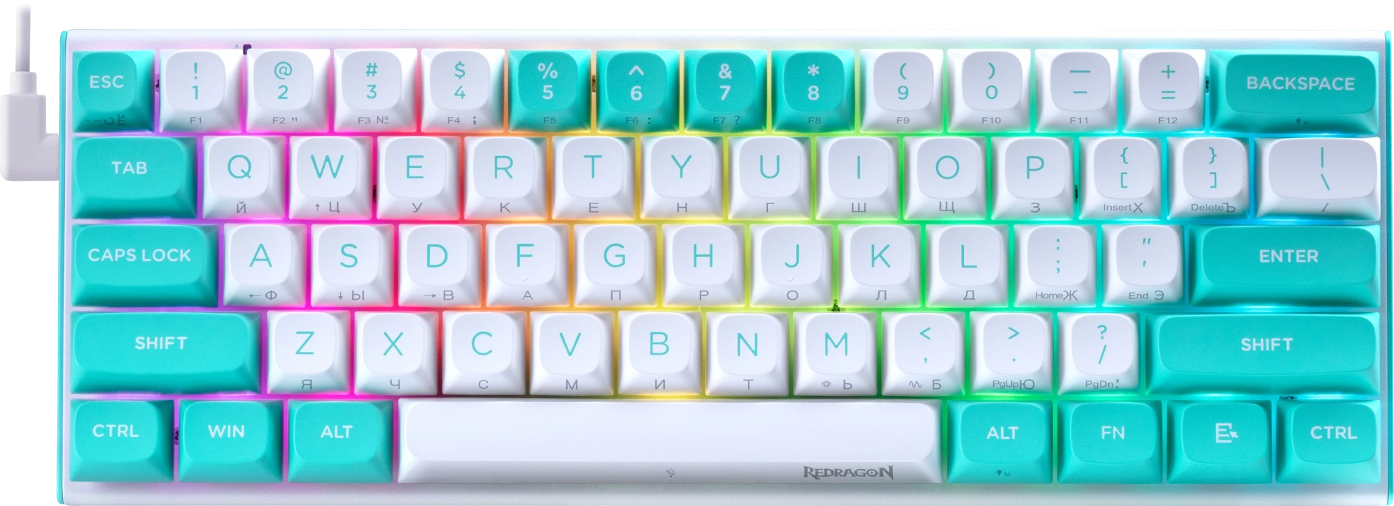 Клавиатура Redragon Fidd turquoise/white (72187)