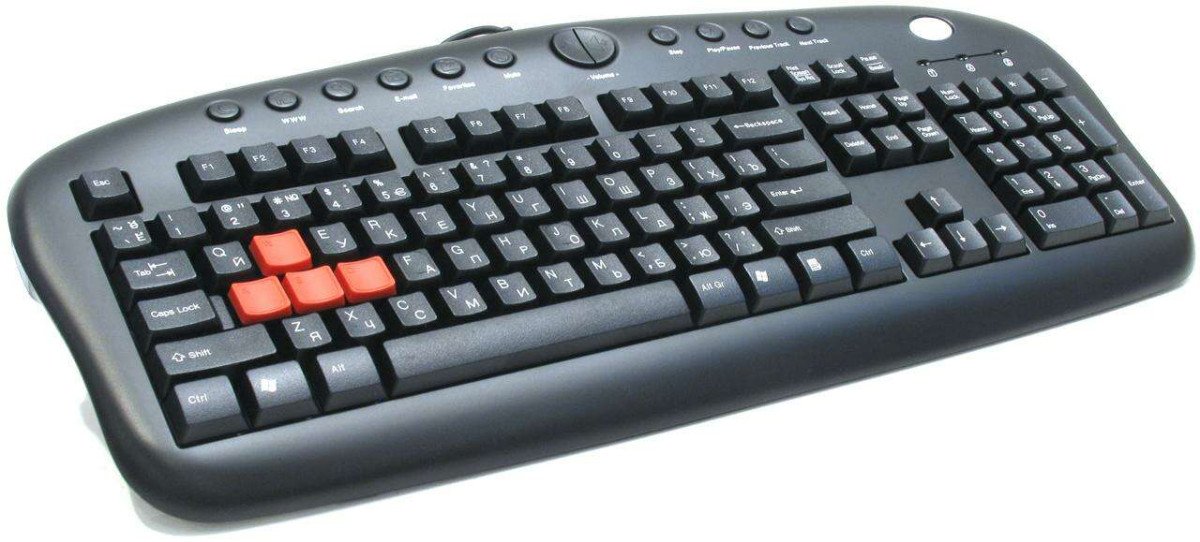 Клавиатура игровая A4tech KB-28G USB, Black, сменные красные клавиши A,S,W,D (KB-28G)