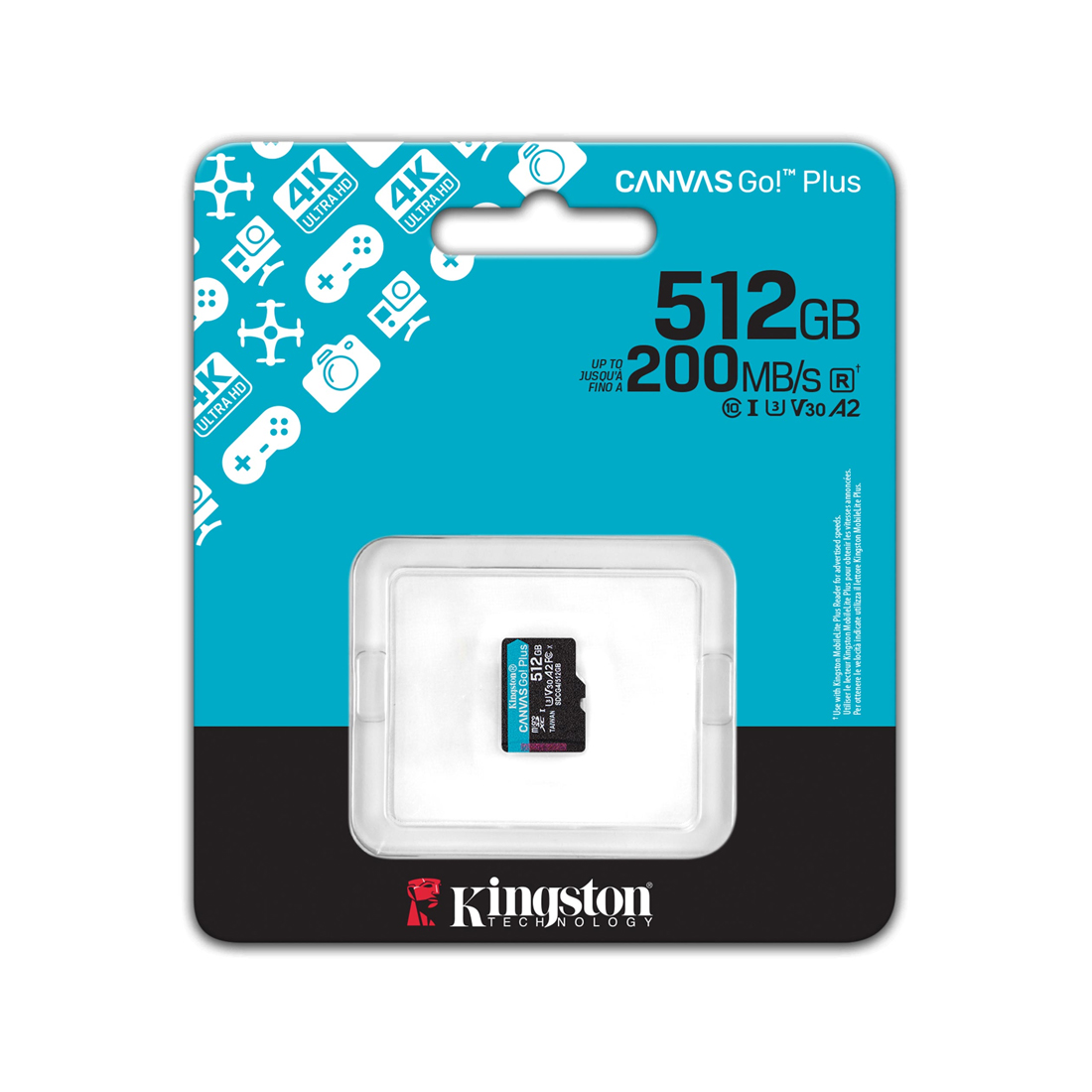 Карта памяти MemoryCard microSDXC 512GB, Kingston, Class 10 (SDCG4/512GBSP)