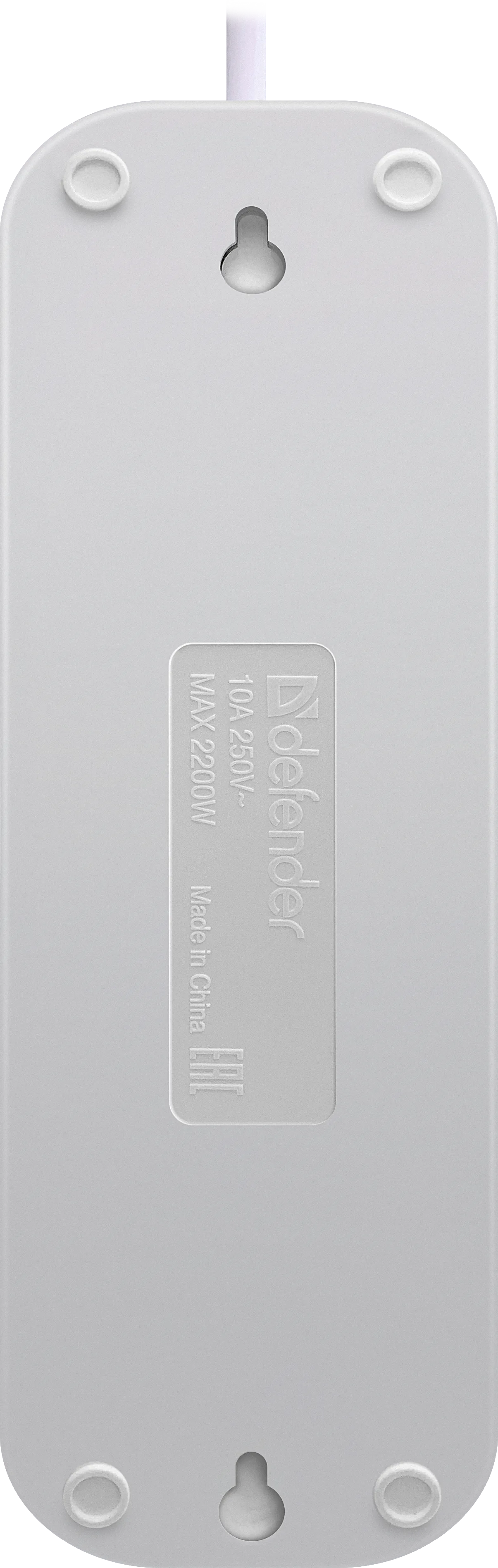 Удлинитель без заземления Defender B240 10 А, 5 м, 4 розетки, белый (99281) Удлинитель без заземления Defender B240 10 А, 5 м, 4 розетки, белый (99281)