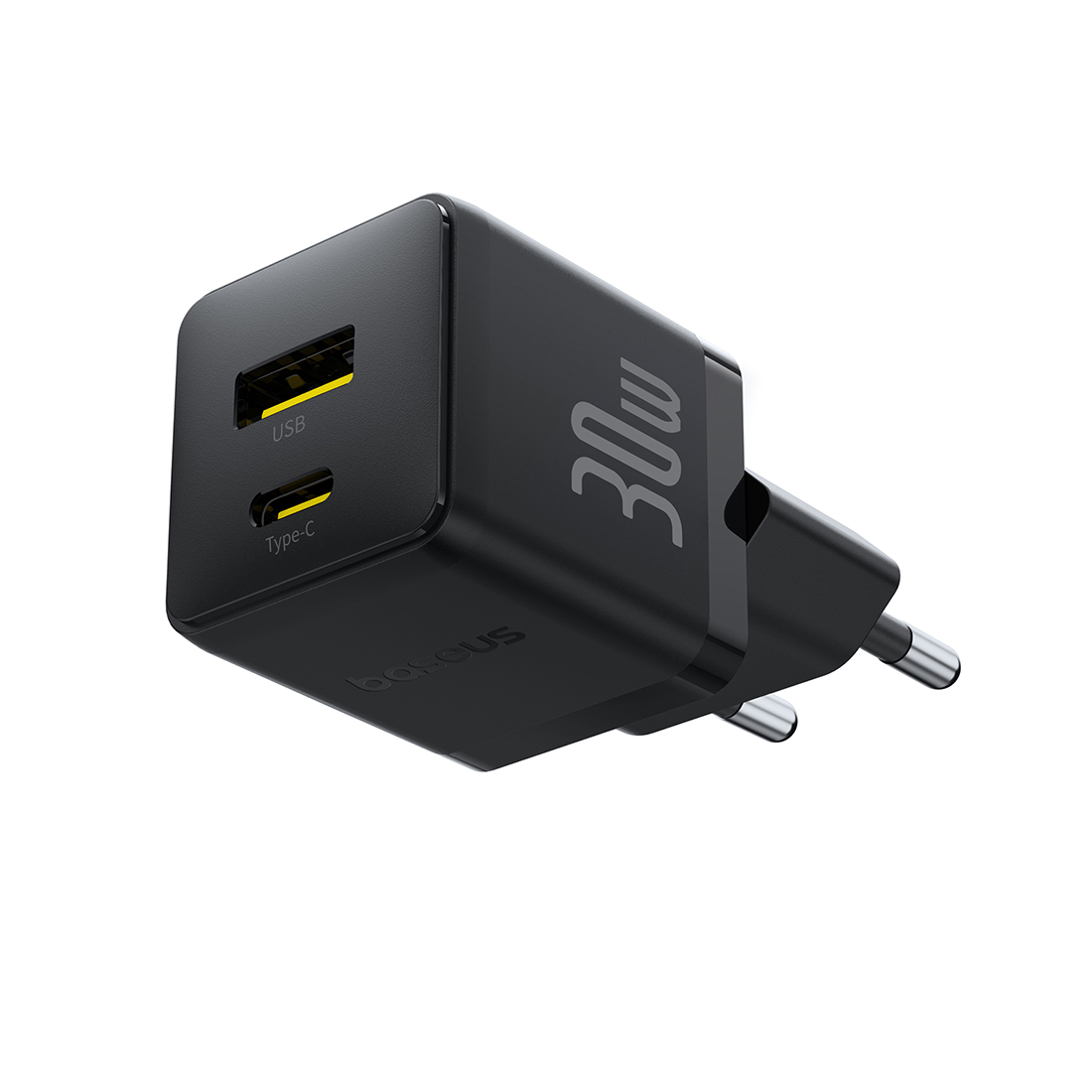 Адаптер питания Baseus Palm C+U 30W Black ( в комлпекте кабель Type-c) (P1011160A113-01)