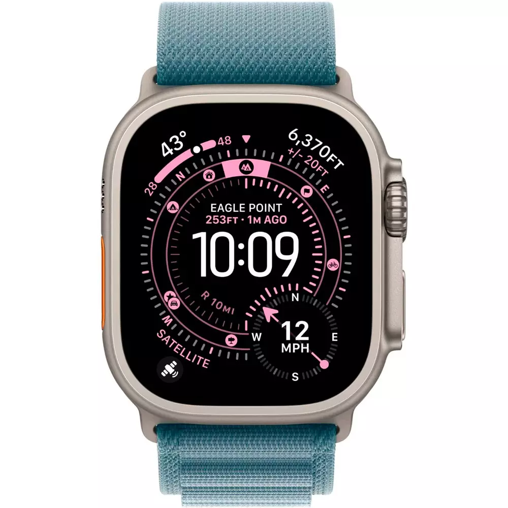 Смарт часы Apple Watch Ultra 3 GPS + Cellular 49mm Natural Titanium Case with Light Blue Alpine Loop - Large (MEWP4QR/A)