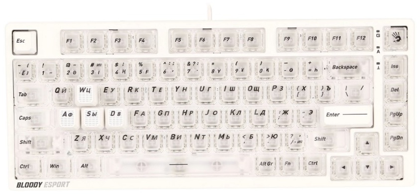 Клавиатура A4Tech Bloody MS76,MS Magnetic Switch - Crystal White (MS76 CRYSTAL WHITE)
