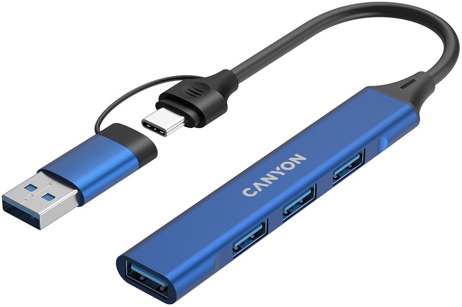 USB-хаб Canyon OnHub 02 4in1 USB-A/C Blue (CNS-TDS02BL)