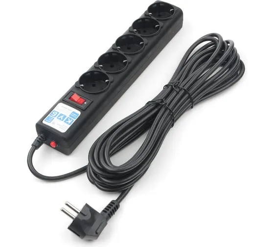 Сетевой фильтр Power Cube, 3м, 5 розеток, 10A, Black (SPG5-C3)