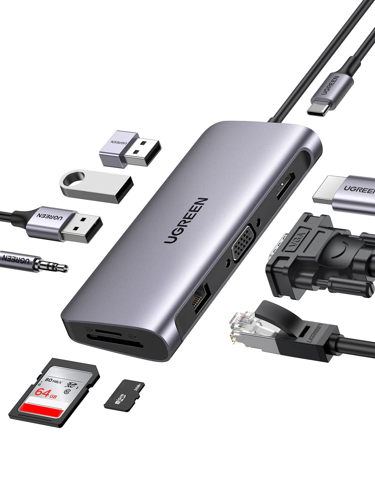  USB Хаб портов Ugreen CM498 Silver (15600)