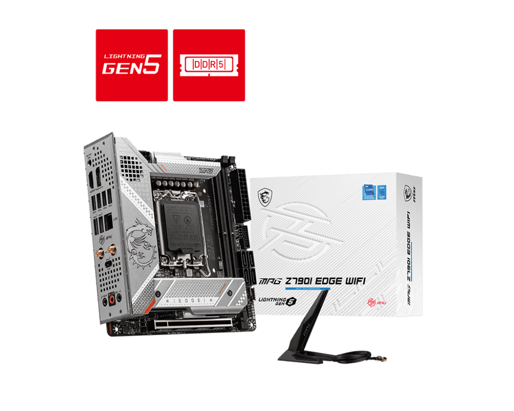 Материнская плата MSI MPG Z790I EDGE WIFI, LGA1700, 2xDDR5, mITX (MPG Z790I EDGE WIFI) Материнская плата MSI MPG Z790I EDGE WIFI, LGA1700, 2xDDR5, mITX (MPG Z790I EDGE WIFI)