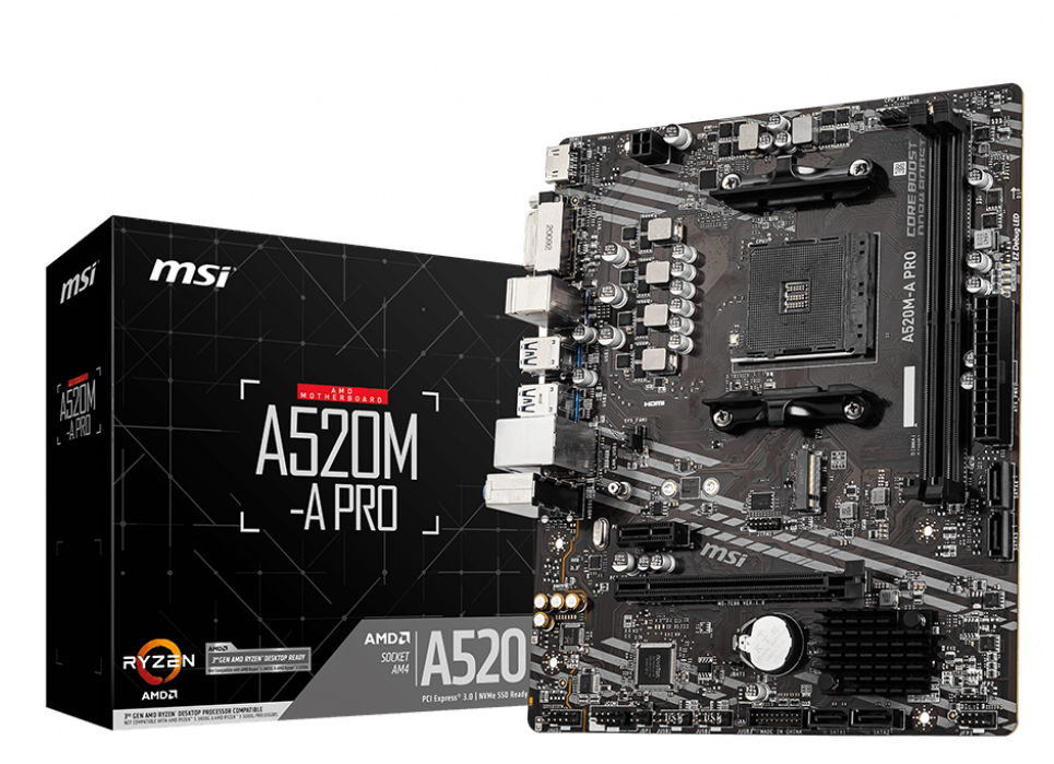 Материнская плата MSI A520M-A PRO AM4 A520 mATX (A520M-A PRO) Материнская плата MSI A520M-A PRO AM4 A520 mATX (A520M-A PRO)